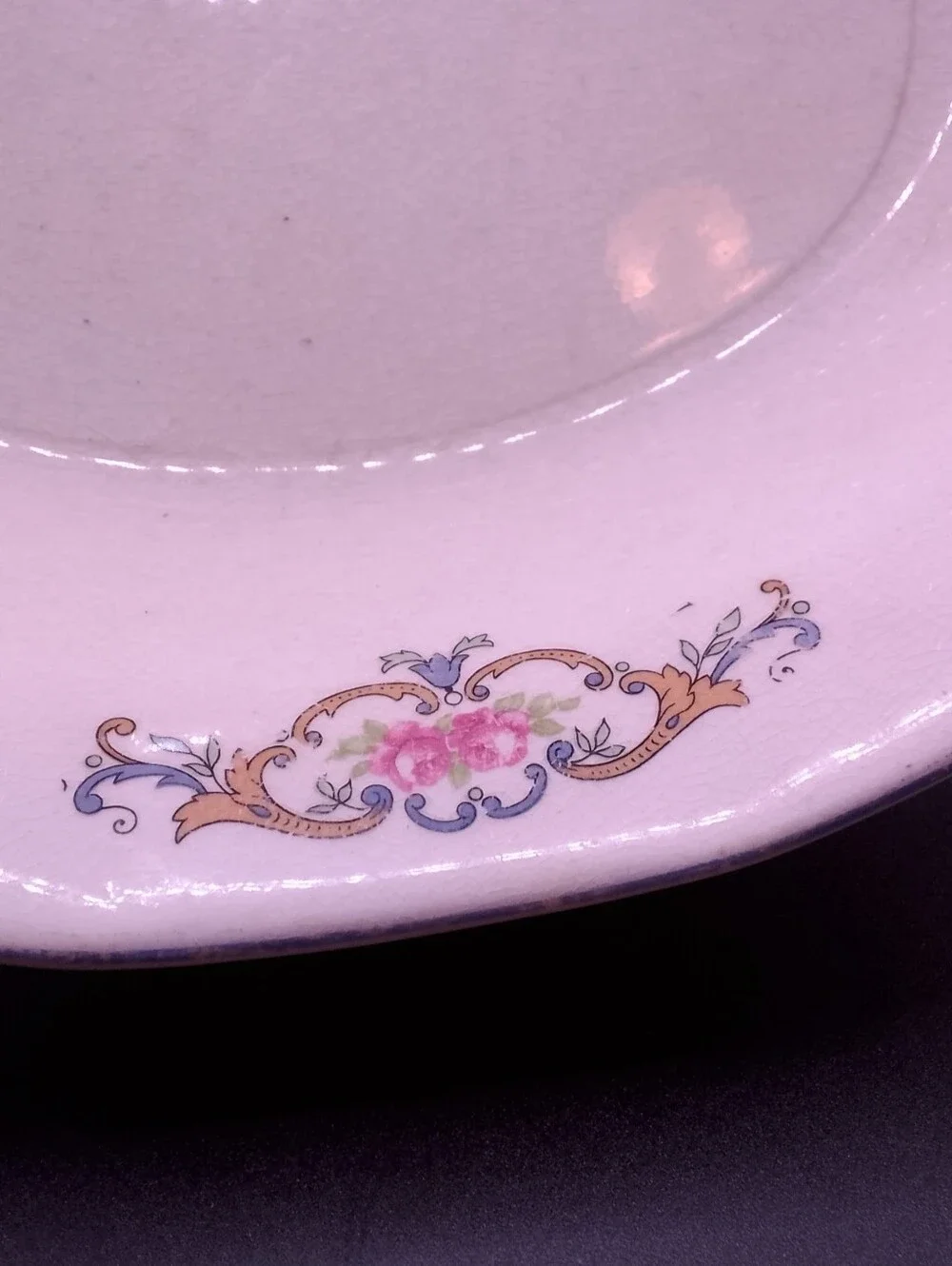 Vintage Crazed Discolored Serving Bowl Oval